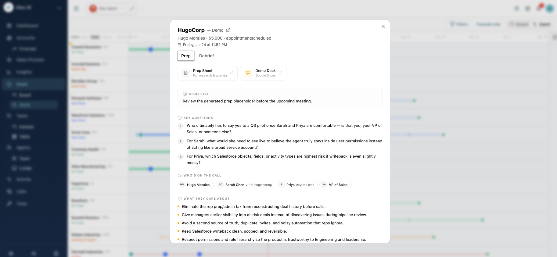 Meeting Prep — BlueReef product screenshot