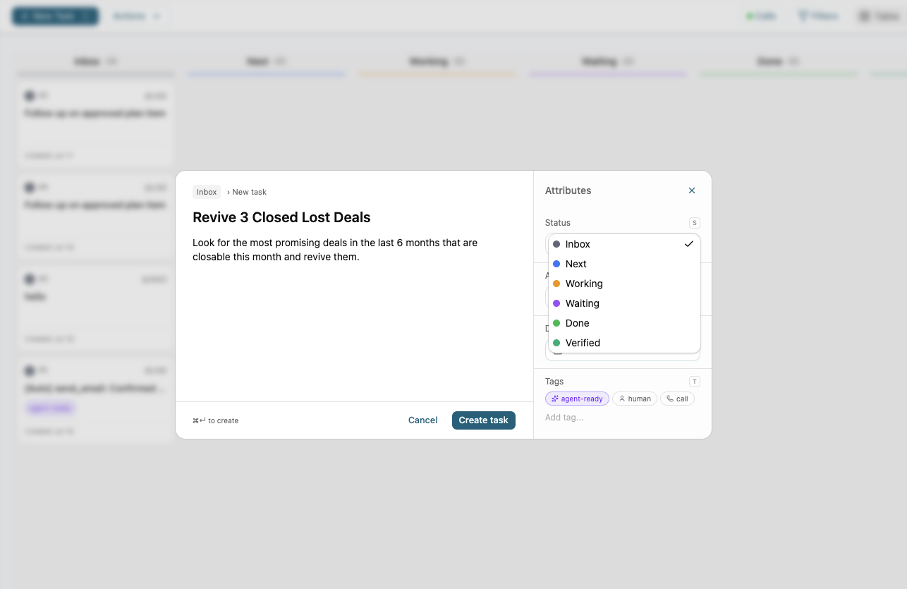 Tasks — BlueReef product screenshot